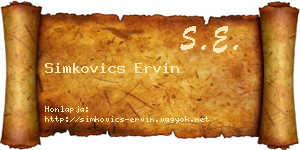 Simkovics Ervin névjegykártya
